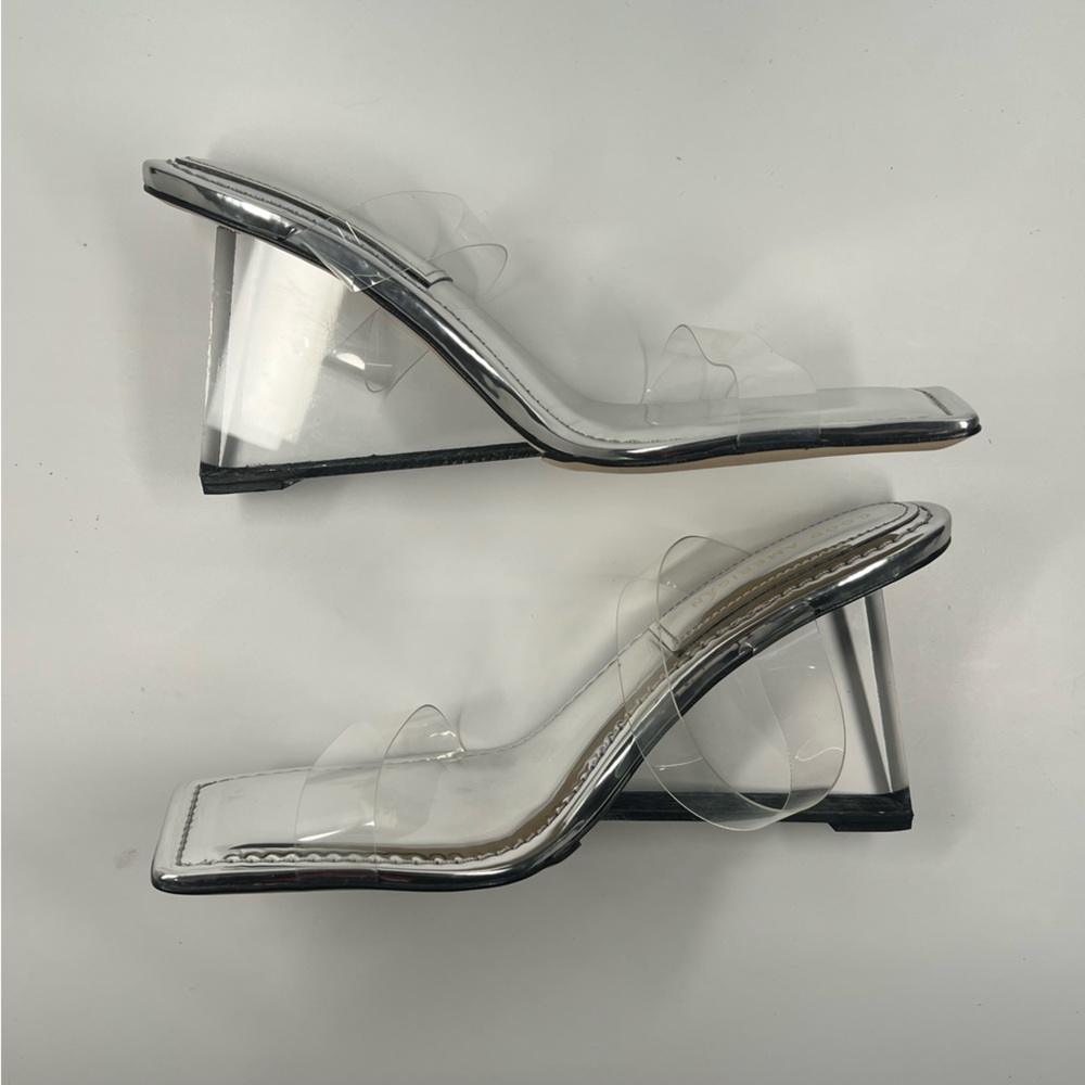 Good American Clear Mule Wedges